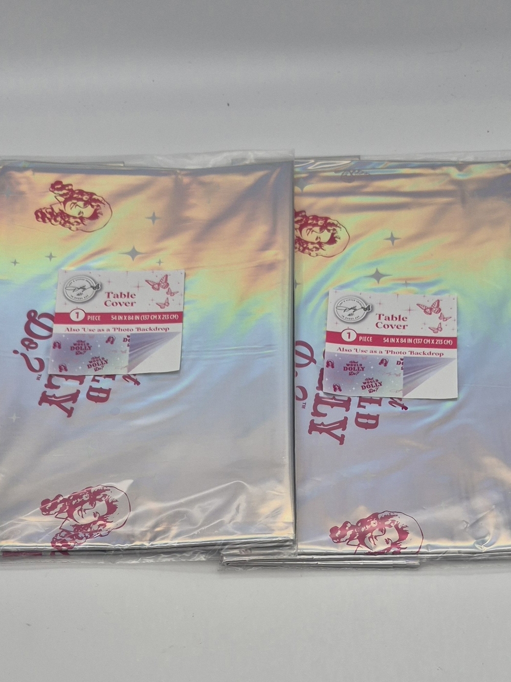 2 Dolly Parton "What Would Dolly Do Iridescent Table Cover / Photo Backdrop